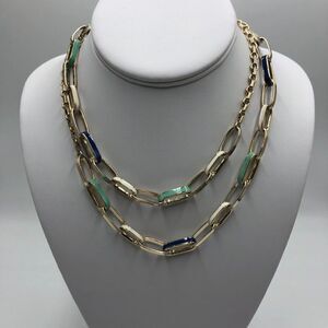 Vintage Banana Republic Women's Signed Silvertone Long Loop Chain Necklace